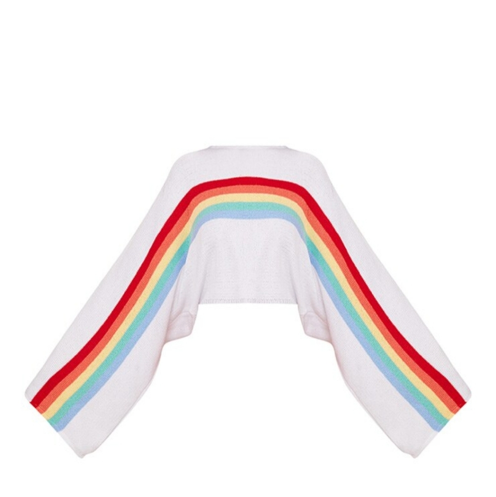 ISO PLT white rainbow wide sleeve sweater